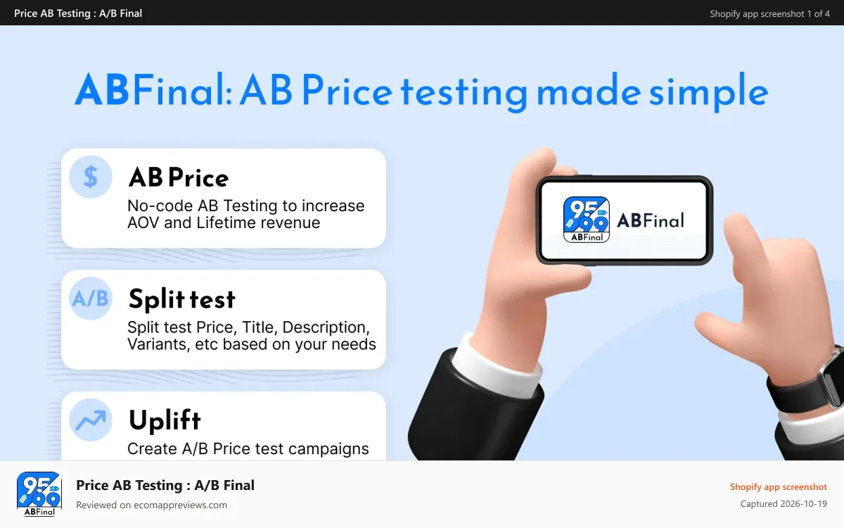 Price AB Testing : A/B Final Shopify app screenshot: test a/b price variants to find winning product Price Testing