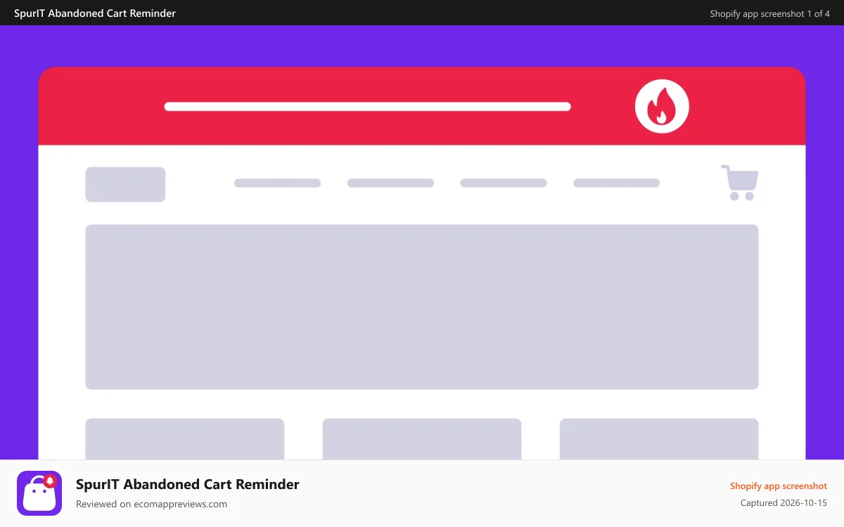 SpurIT Abandoned Cart Reminder Shopify app screenshot: abandoned cart reminder app