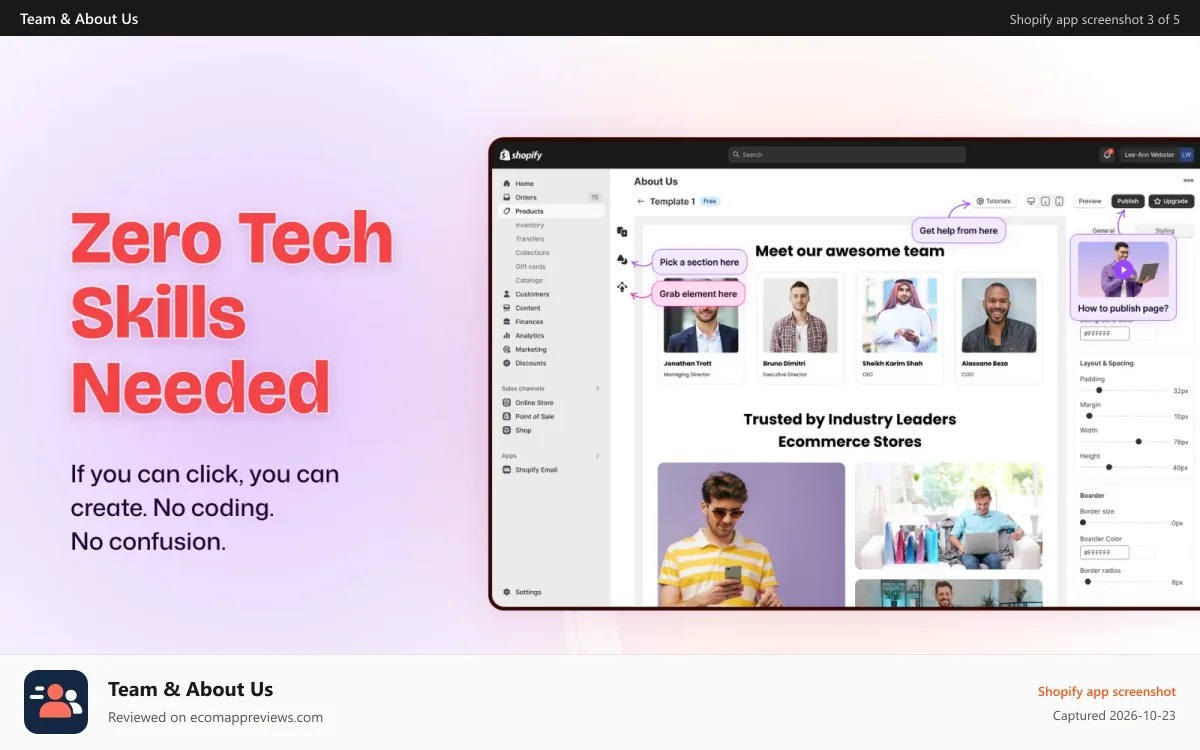 Team & About Us Shopify app screenshot: How to Use Team and About Us Shopify app