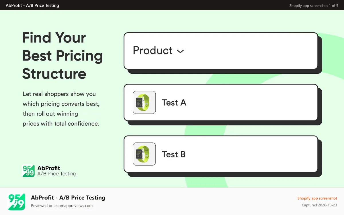 AbProfit ‑ A/B Price Testing Shopify app screenshot: ab testing