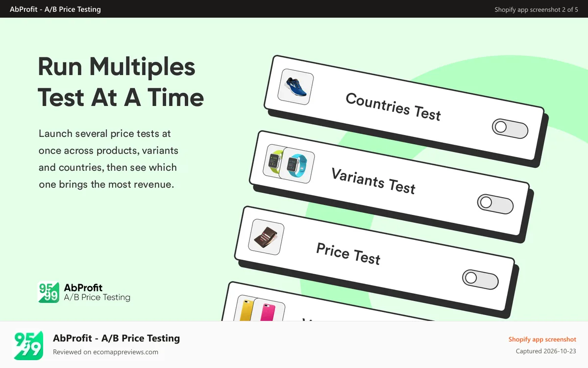 AbProfit ‑ A/B Price Testing Shopify app screenshot: bulk product test