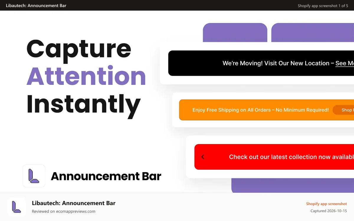 Libautech: Announcement Bar Shopify app screenshot: Libautech Announcement Bar