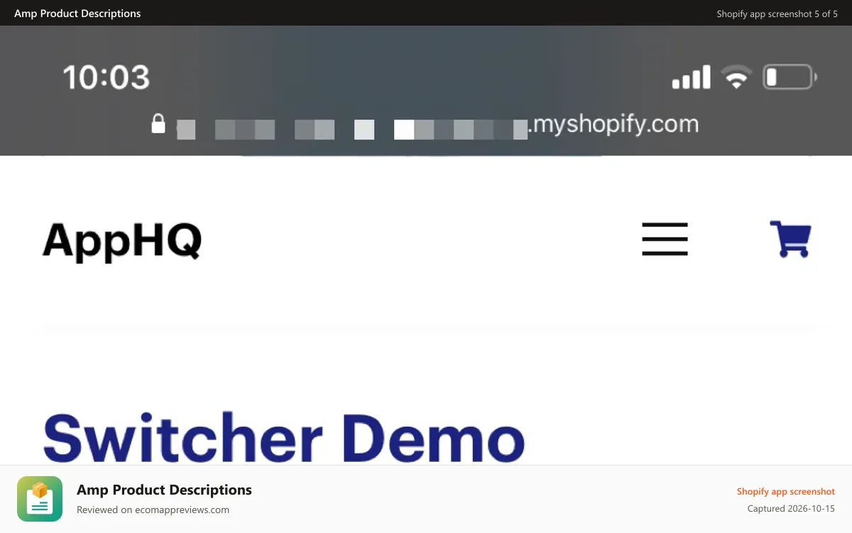 Amp Product Descriptions Shopify app screenshot: Mobile friendly product descriptions
