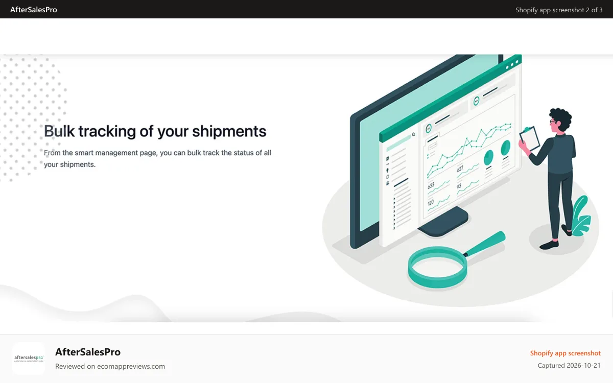 AfterSalesPro Shopify app screenshot: Bulk shipment tracking
