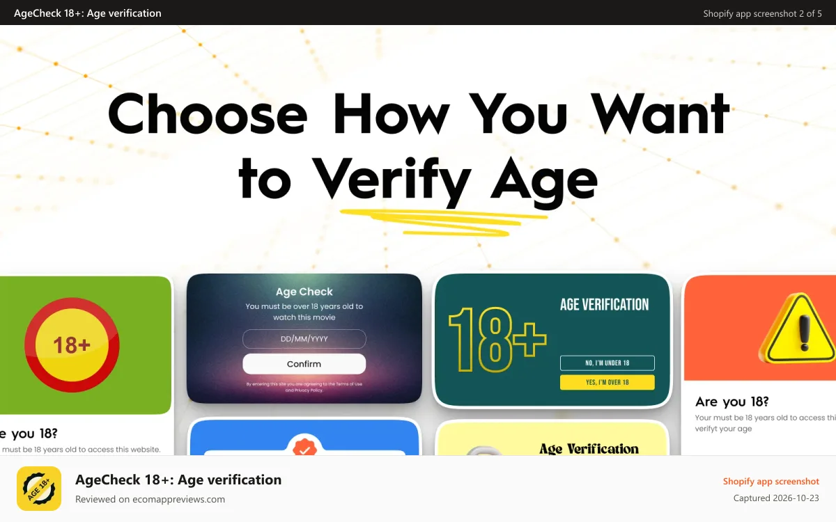 AgeCheck 18+: Age verification Shopify app screenshot: Multiple theme support