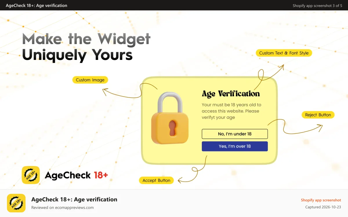 AgeCheck 18+: Age verification Shopify app screenshot: Make ui complatible to store design