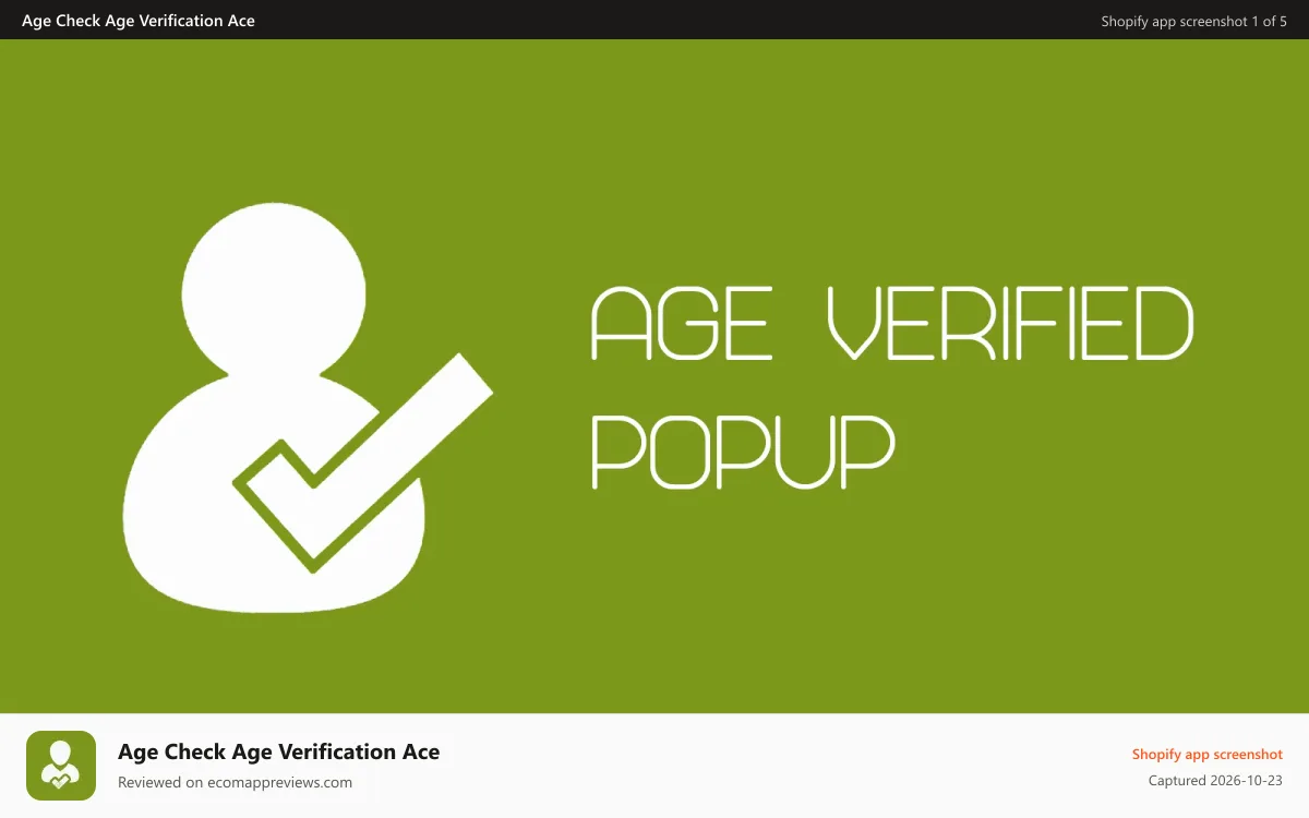 Age Check Age Verification Ace Shopify app screenshot: Age verification