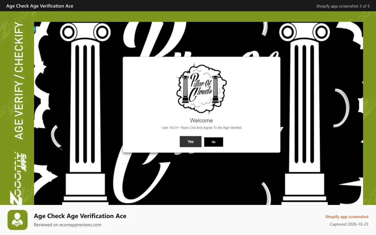 Age Check Age Verification Ace Shopify app screenshot: Zooomy Age Verification