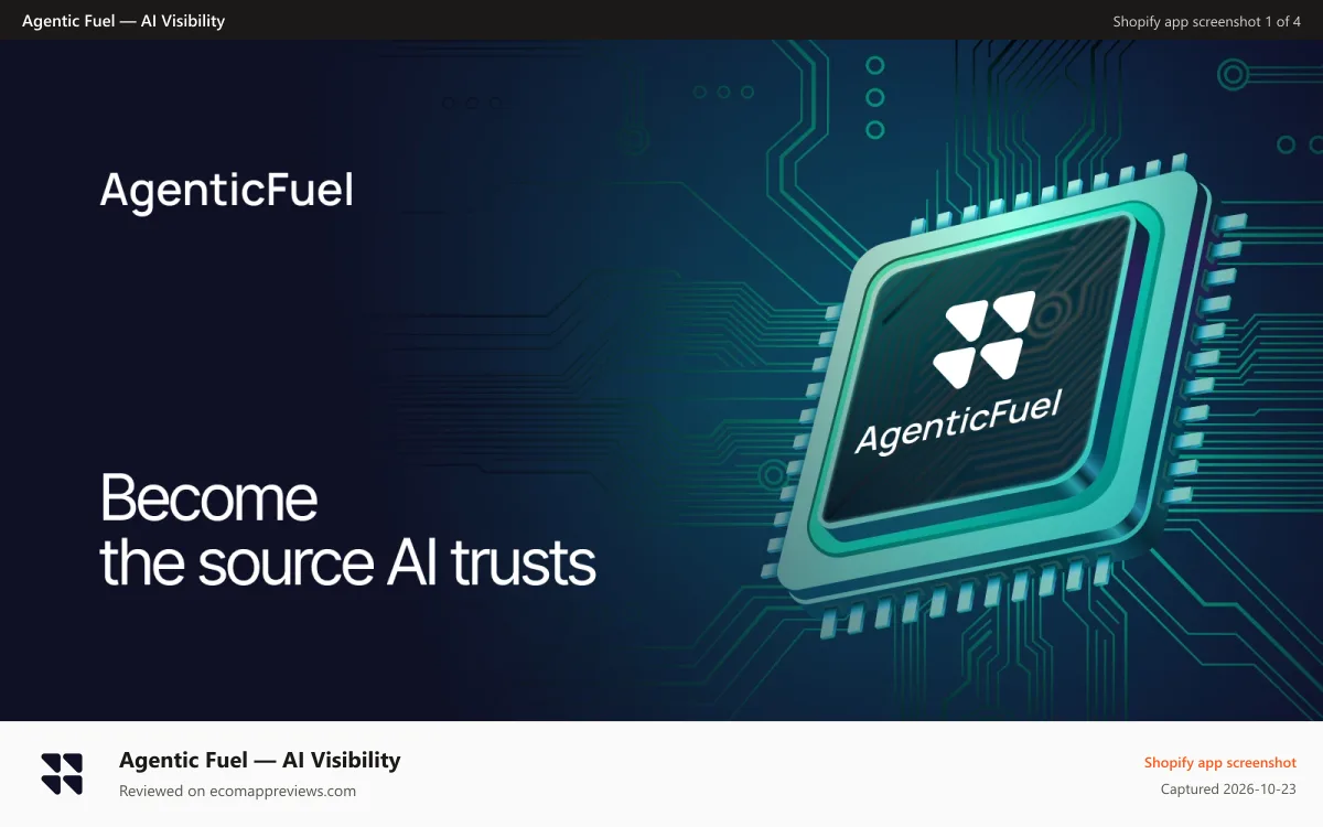Agentic Fuel — AI Visibility Shopify app screenshot: Agentic Fuel