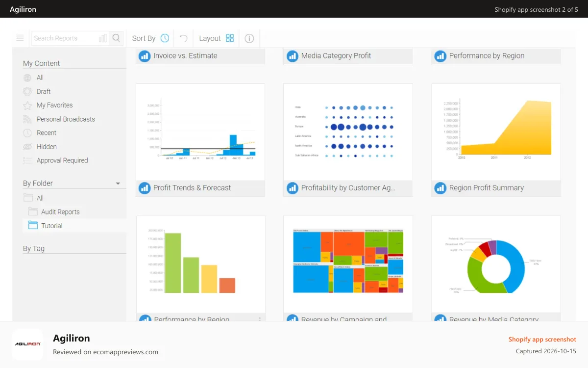 Agiliron Shopify app screenshot: Business Intelligence