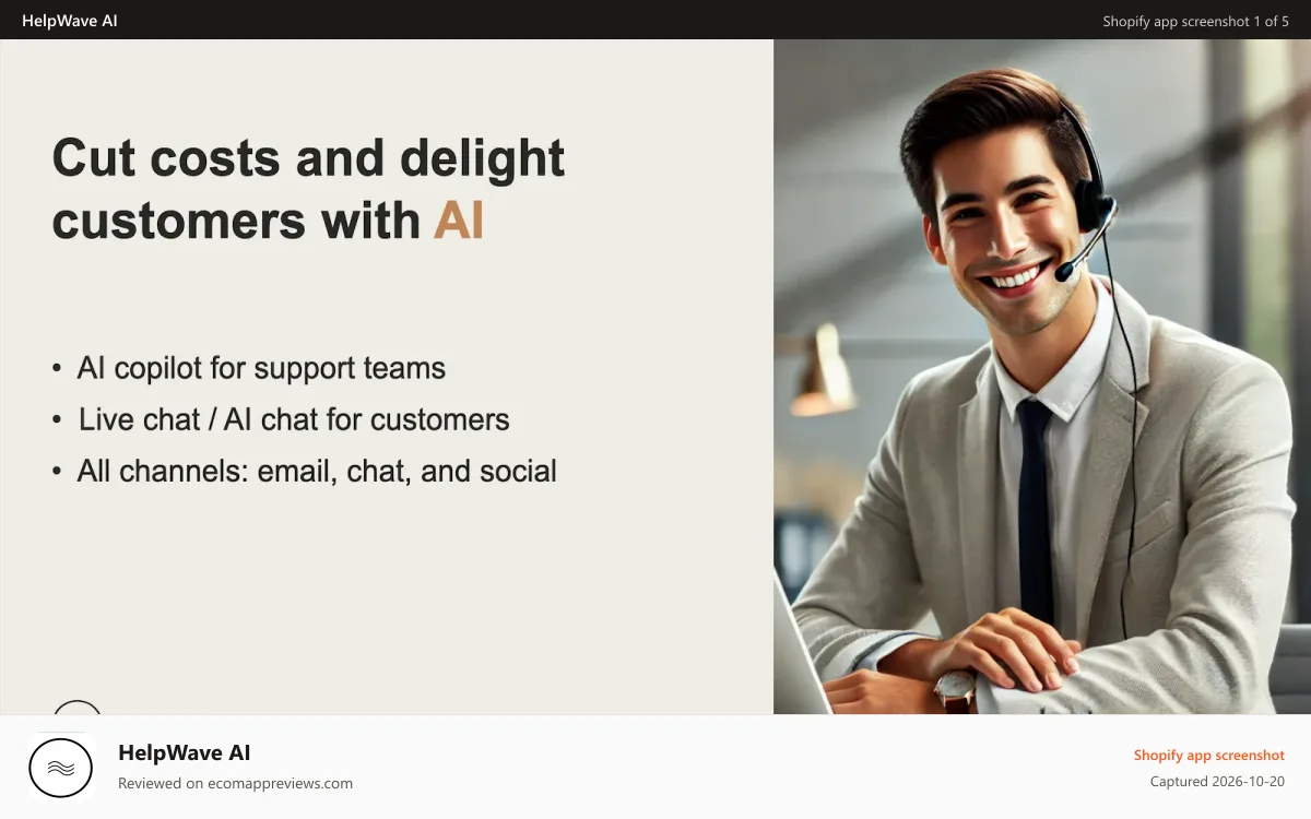HelpWave AI Shopify app screenshot: Main