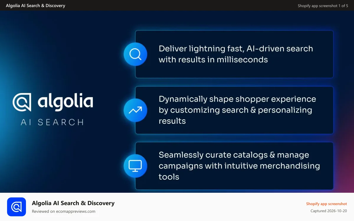 Algolia AI Search & Discovery Shopify app screenshot: Algolia AI Search