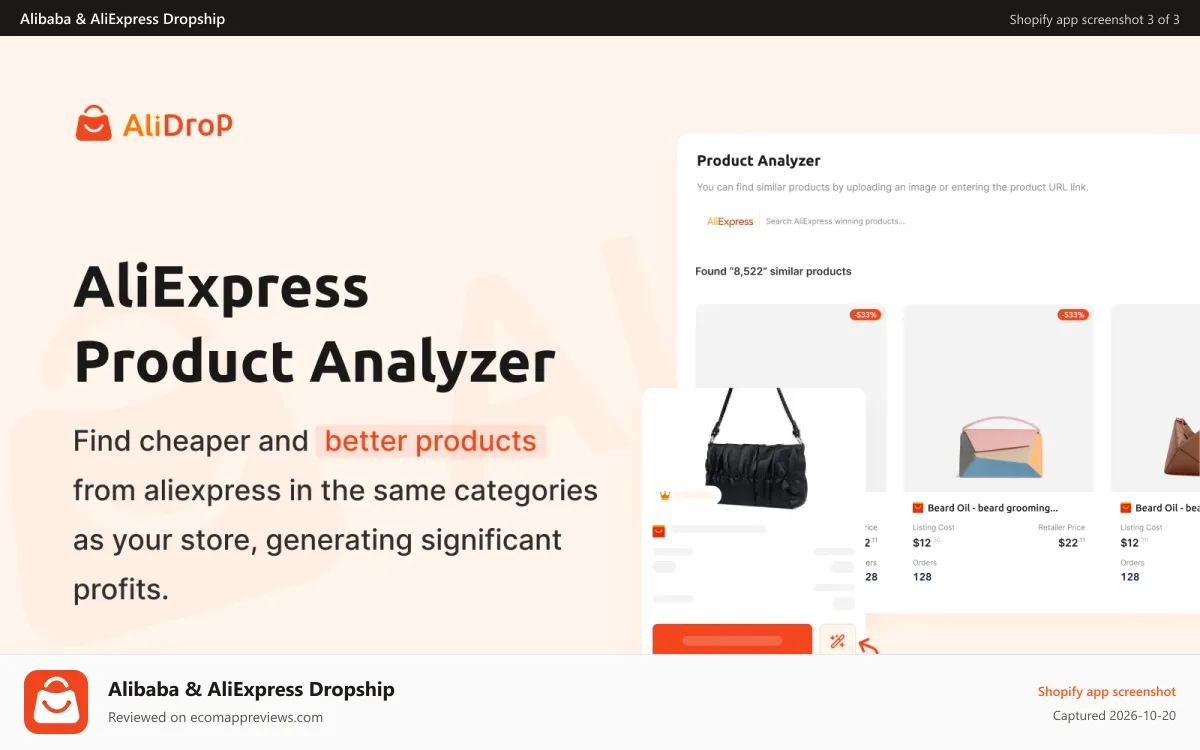 Alibaba & AliExpress Dropship Shopify app screenshot: AliExpress Product Analyzer