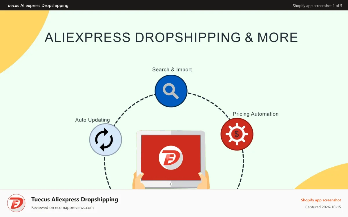 Tuecus Aliexpress Dropshipping Shopify app screenshot: dropshipping