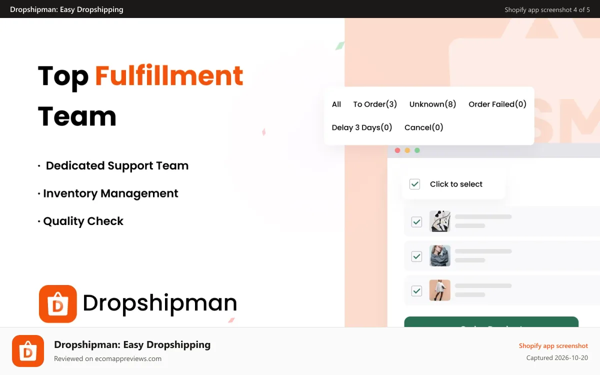 Dropshipman: Easy Dropshipping Shopify app screenshot: Top Fulfillment Team_DSM-AliExpress Dropshipping