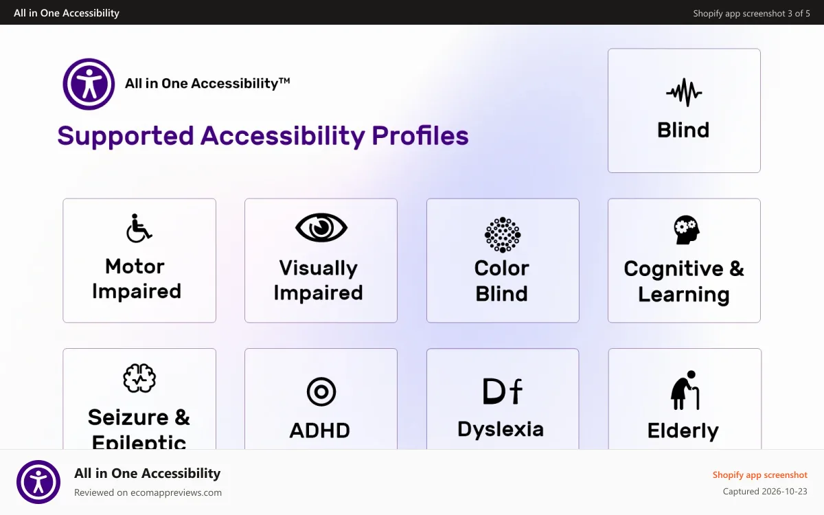 All in One Accessibility Shopify app screenshot: All in One Accessibility