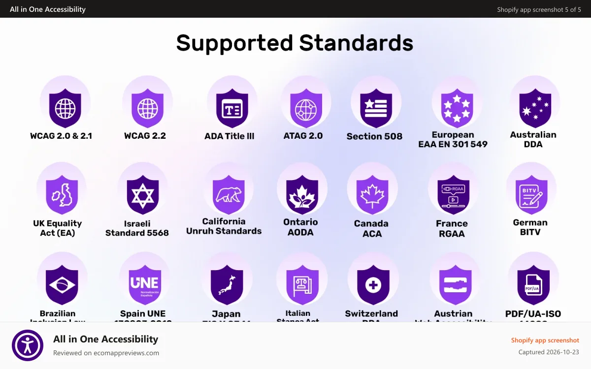 All in One Accessibility Shopify app screenshot: All in One Accessibility