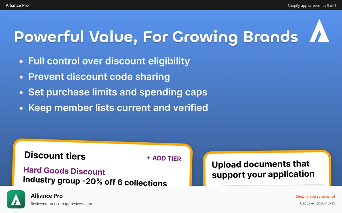 Alliance Pro Shopify app screenshot: Time saving admin tools with Alliance Pro