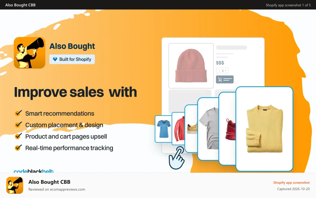 Also Bought CBB Shopify app screenshot: Improve your sales with Also Bought
