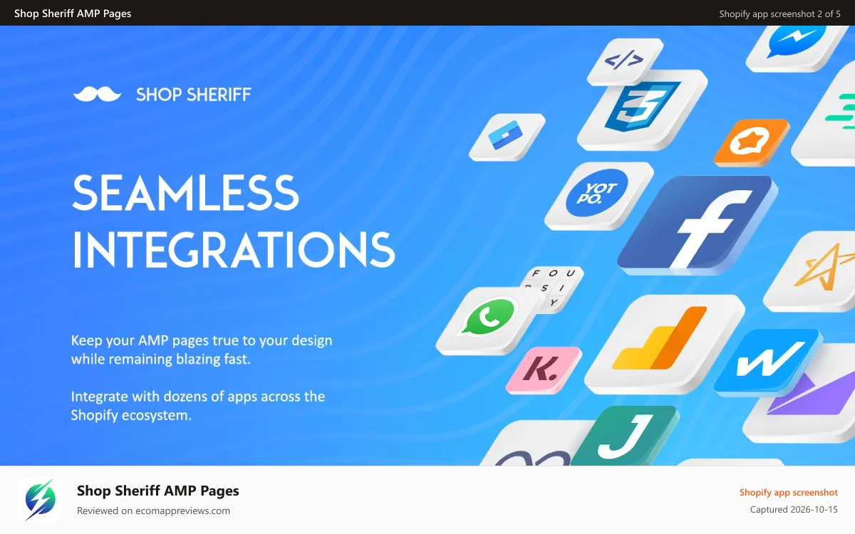 Shop Sheriff AMP Pages Shopify app screenshot: AMP Reviews - Add Reviews to AMP Pages with AMP by Shop Sheriff