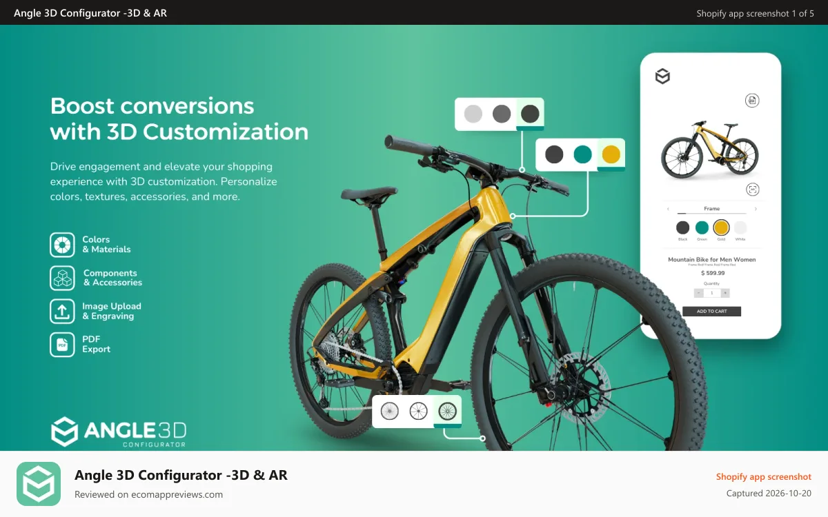 Angle 3D Configurator ‑3D & AR Shopify app screenshot: Customize your product in 3D