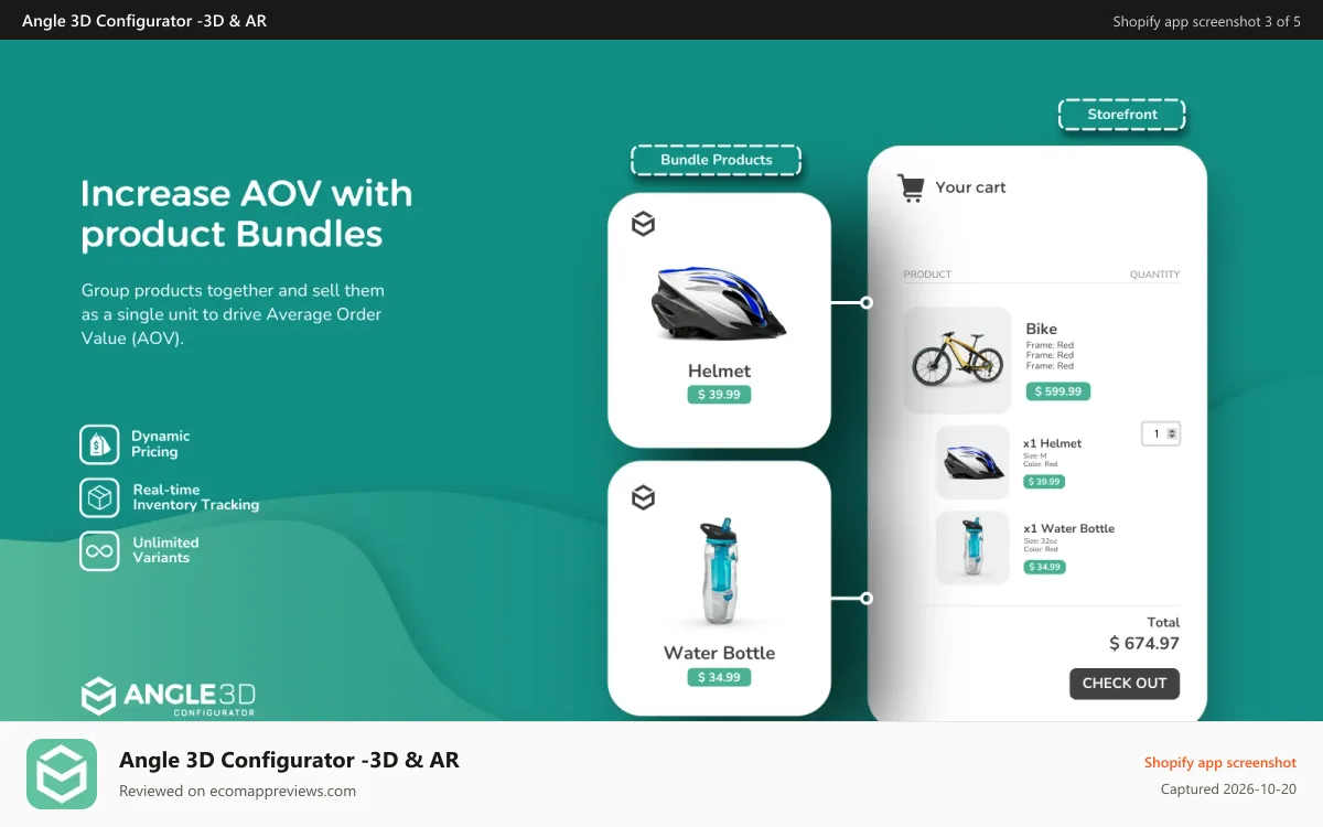 Angle 3D Configurator ‑3D & AR Shopify app screenshot: Bundles feature