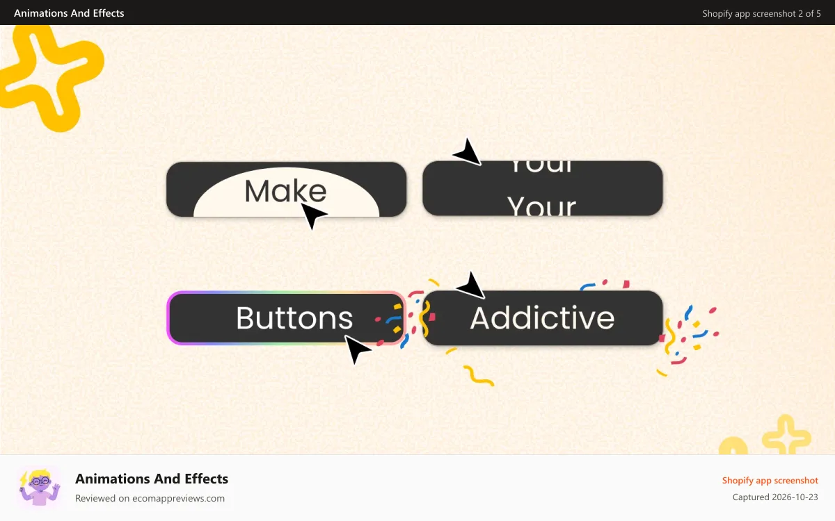 Animations And Effects Shopify app screenshot: Make your buttons addictive