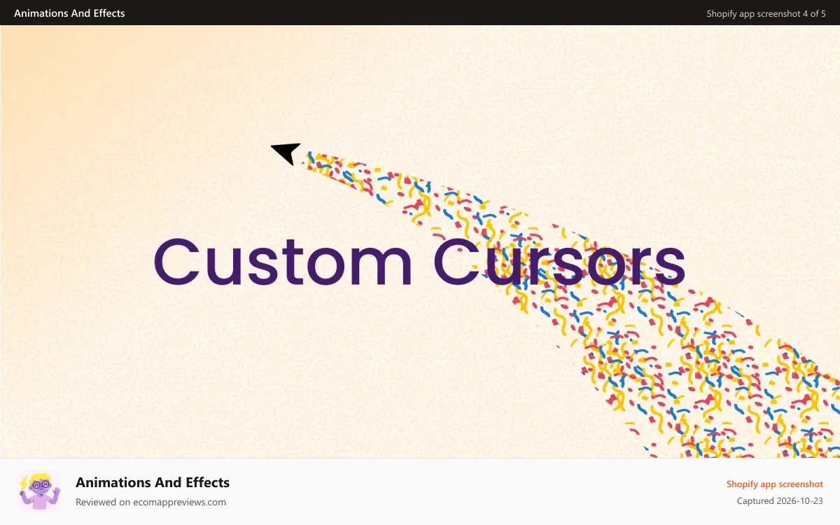 Animations And Effects Shopify app screenshot: Custom Cursor