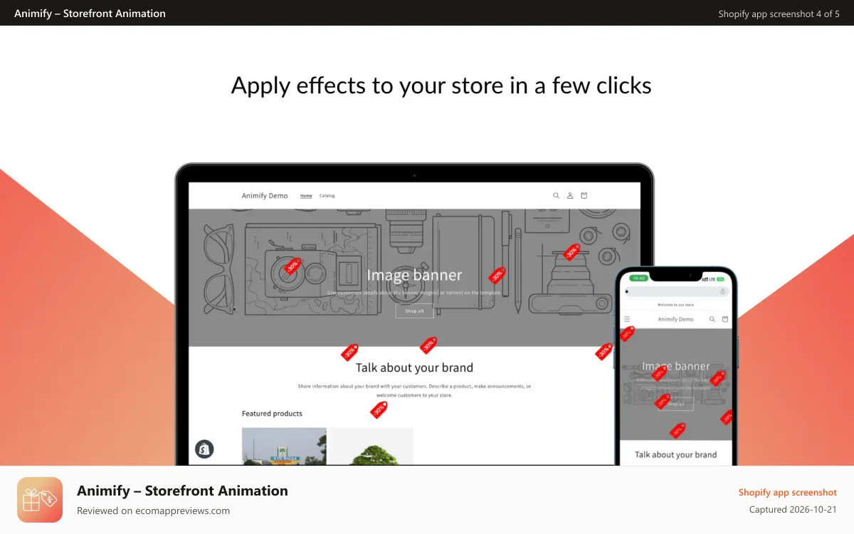 Animify – Storefront Animation Shopify app screenshot: Animated Premium effects on Shopify store