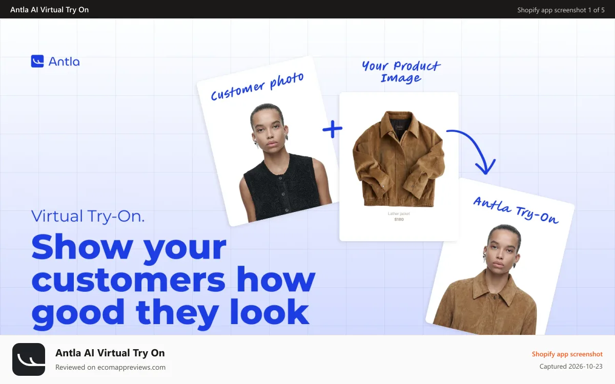 Antla AI Virtual Try On Shopify app screenshot: Show your customers how good they look with virtual try-on