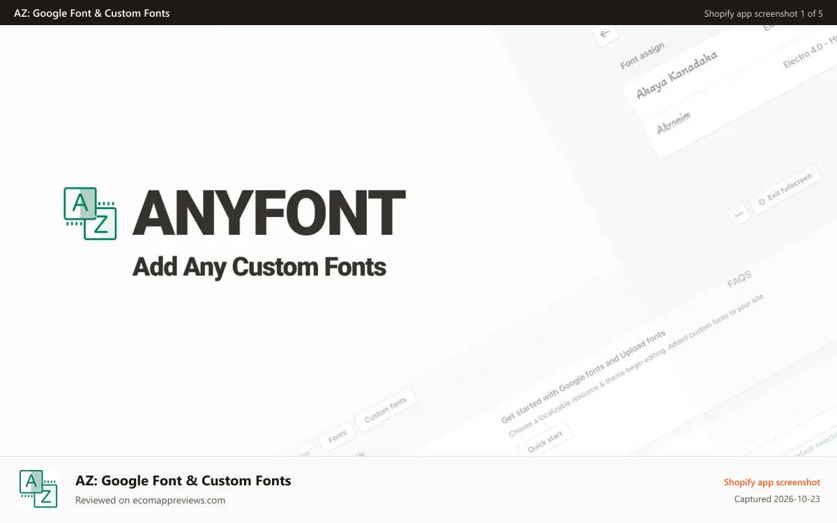 AZ: Google Font & Custom Fonts Shopify app screenshot: AnyFont
