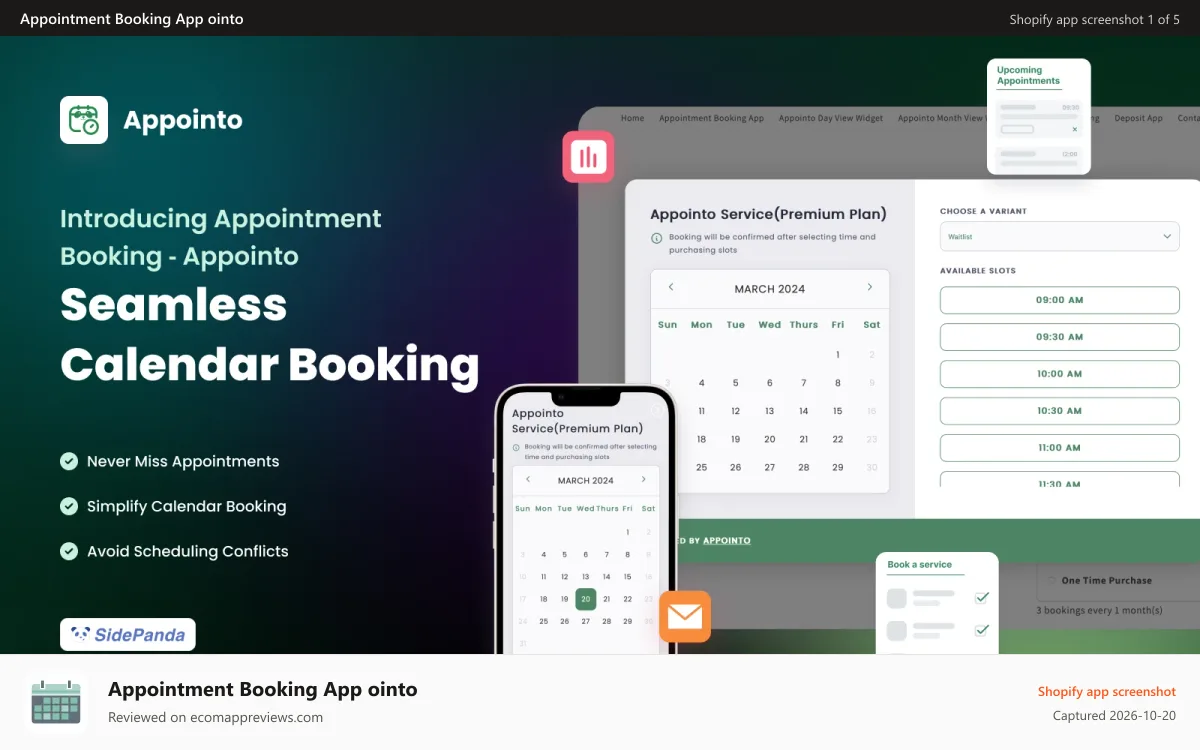 Appointment Booking App ointo Shopify app screenshot: Appointment Booking Modal