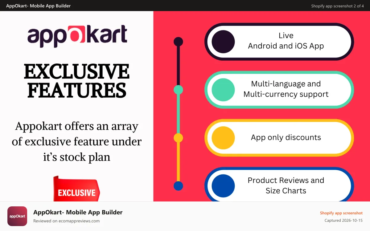 AppOkart‑ Mobile App Builder Shopify app screenshot: Exclusive Features
