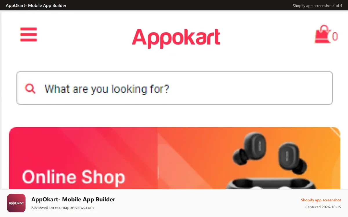 AppOkart‑ Mobile App Builder Shopify app screenshot: Home Screen