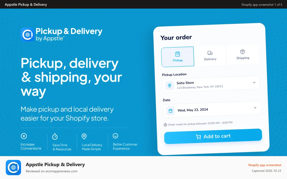 Appstle Pickup & Delivery Shopify app screenshot: featured-media-image
