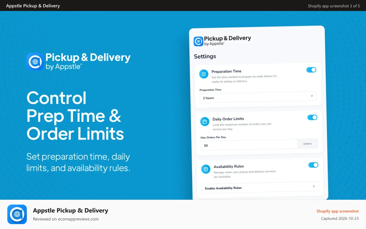Appstle Pickup & Delivery Shopify app screenshot: Flexible Pricing, Your Way: Set Custom Delivery Rates for a Seam