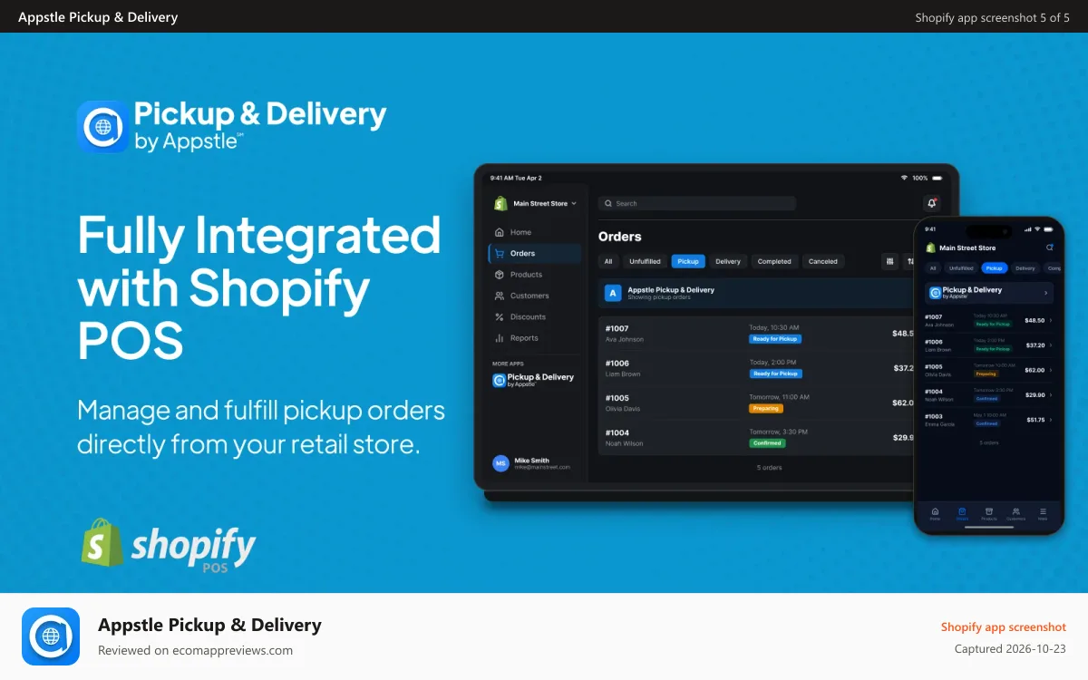 Appstle Pickup & Delivery Shopify app screenshot: POS Image