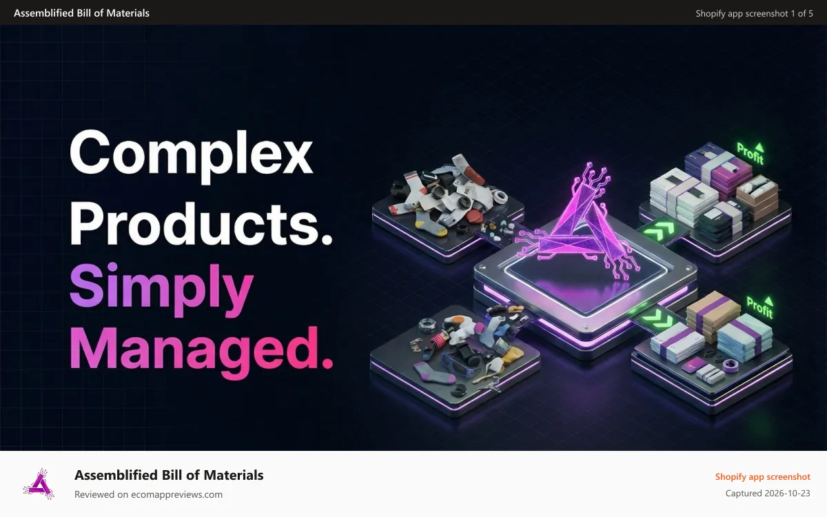 Assemblified Bill of Materials Shopify app screenshot: Bill of Materials Overview