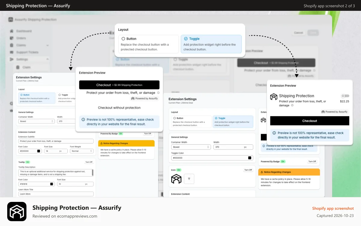 Shipping Protection — Assurify Shopify app screenshot: Best Shipping protection shopify app