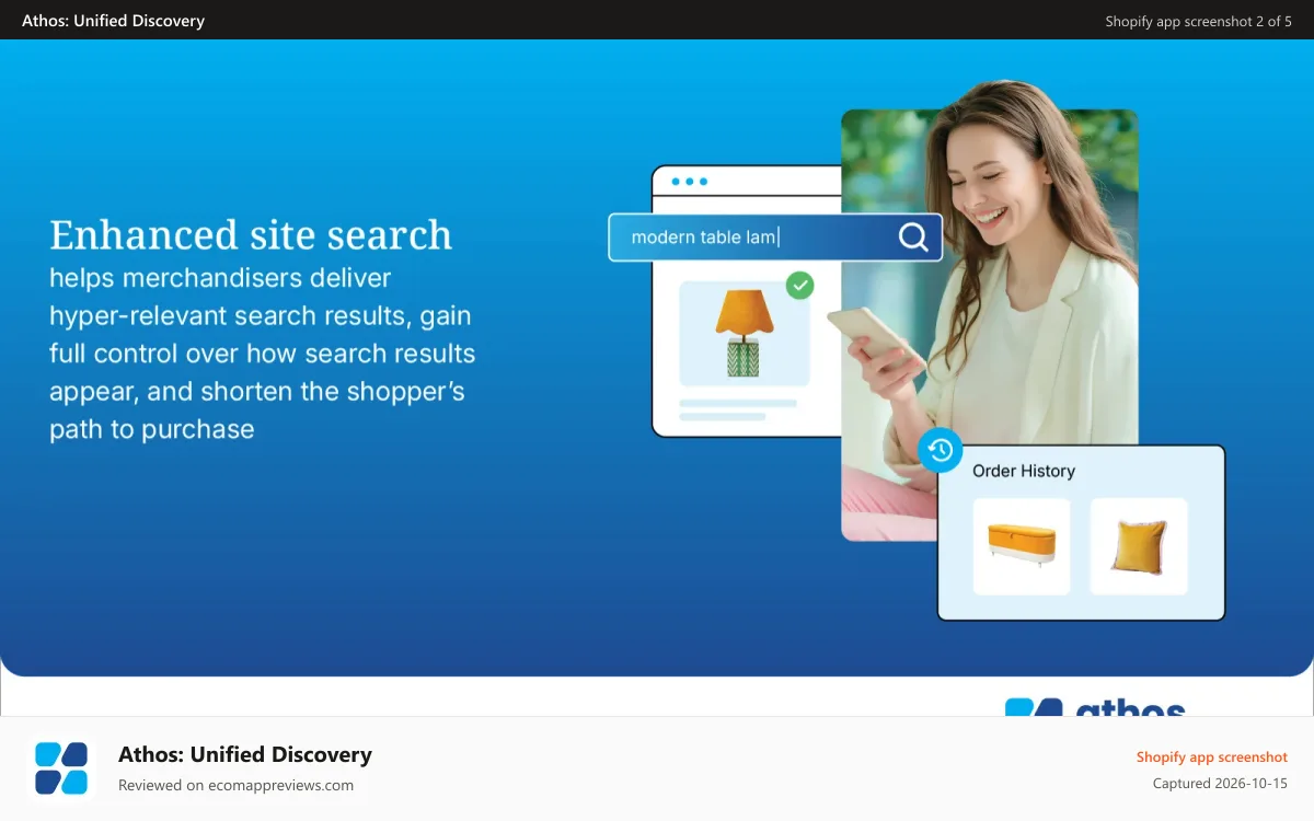 Athos: Unified Discovery Shopify app screenshot: Get the right product on your shoppers’ screen, right away