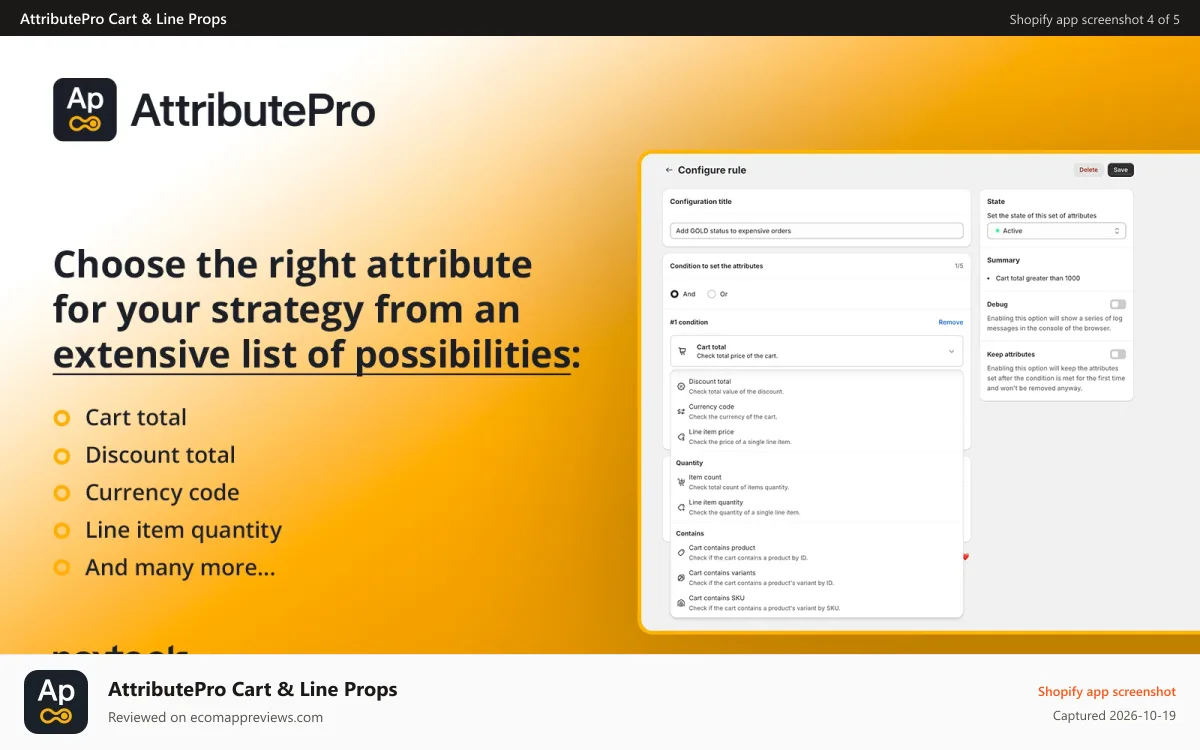 AttributePro Cart & Line Props Shopify app screenshot: Add dynamic cart attributes & line properties