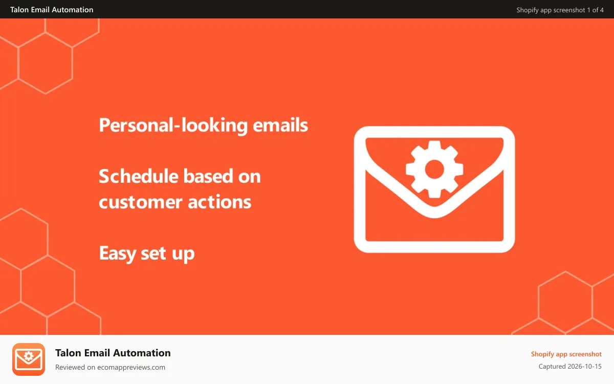 Talon Email Automation Shopify app screenshot: Send Personal looking emails