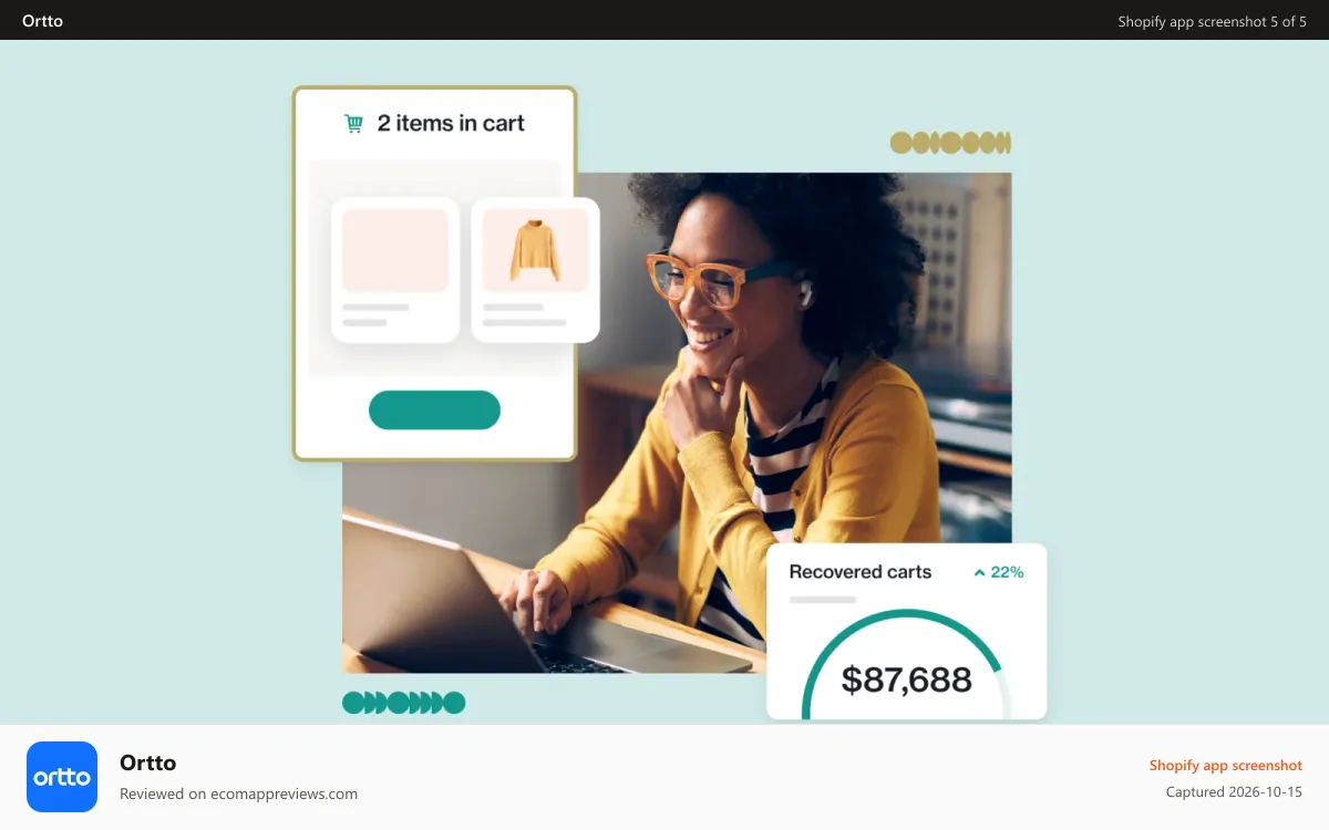 Ortto Shopify app screenshot: Unify data and track the activities that matter to your business