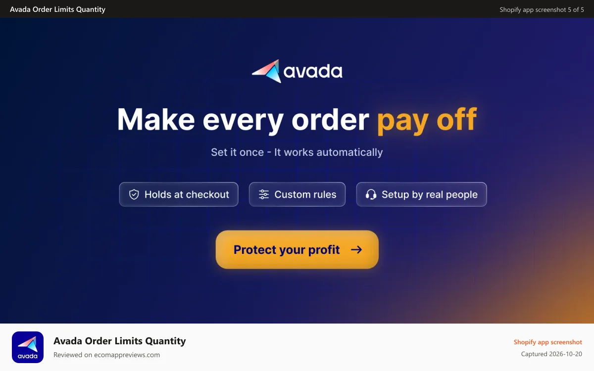 Avada Order Limits Quantity Shopify app screenshot: Minimum order value rules for wholesale order limits