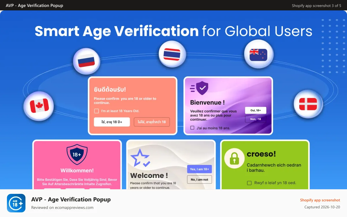 AVP ‑ Age Verification Popup Shopify app screenshot: age verficationin checkout page
