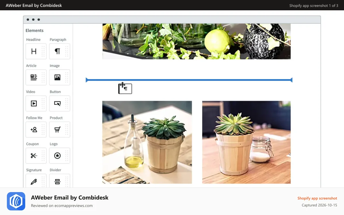 AWeber Email by Combidesk Shopify app screenshot: Shopify AWeber Integration - Email Newsletters