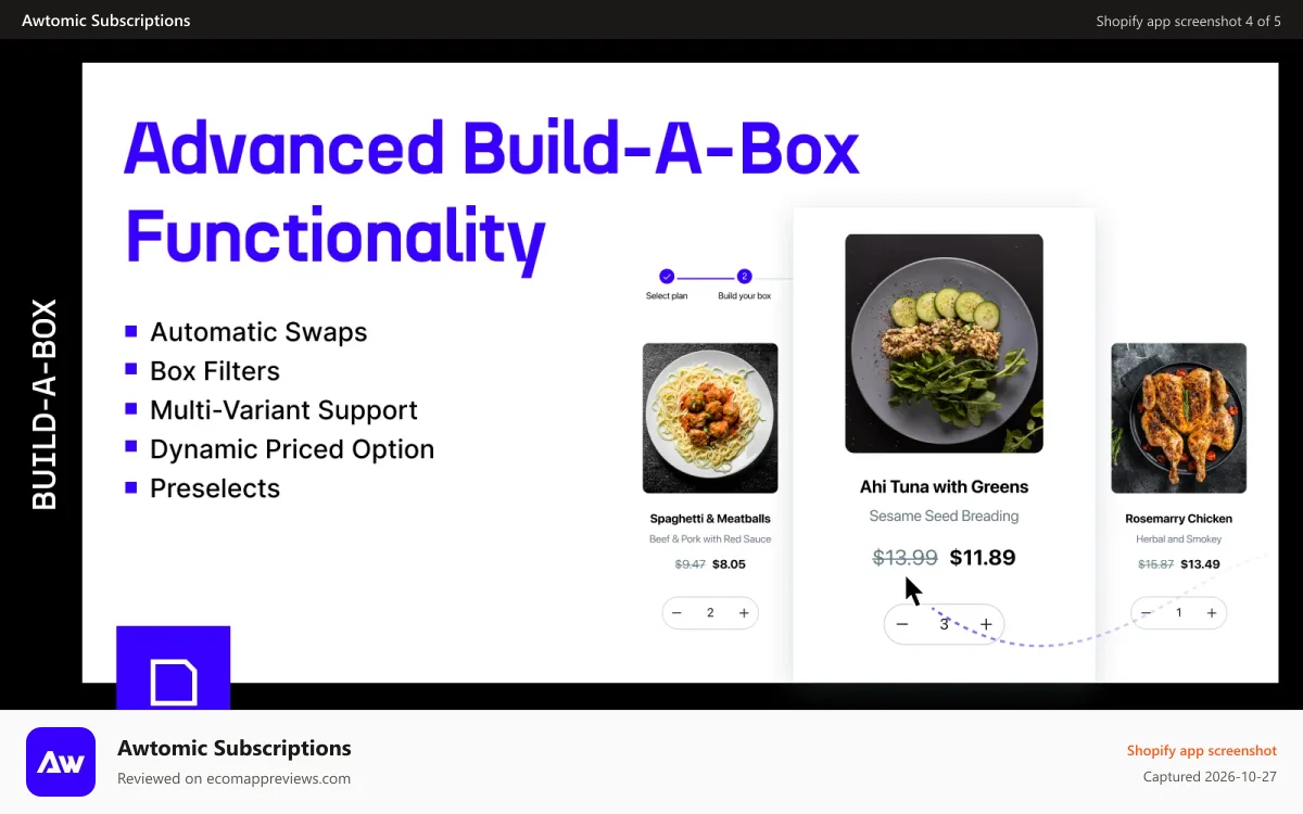 Awtomic Subscriptions Shopify app screenshot: The Most Advanced Build-a-box