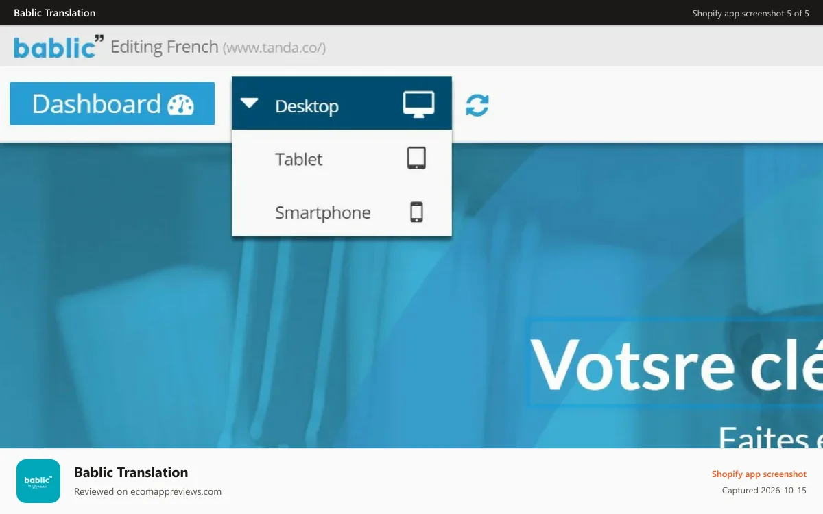 Bablic Translation Shopify app screenshot: 100% responsive friendly