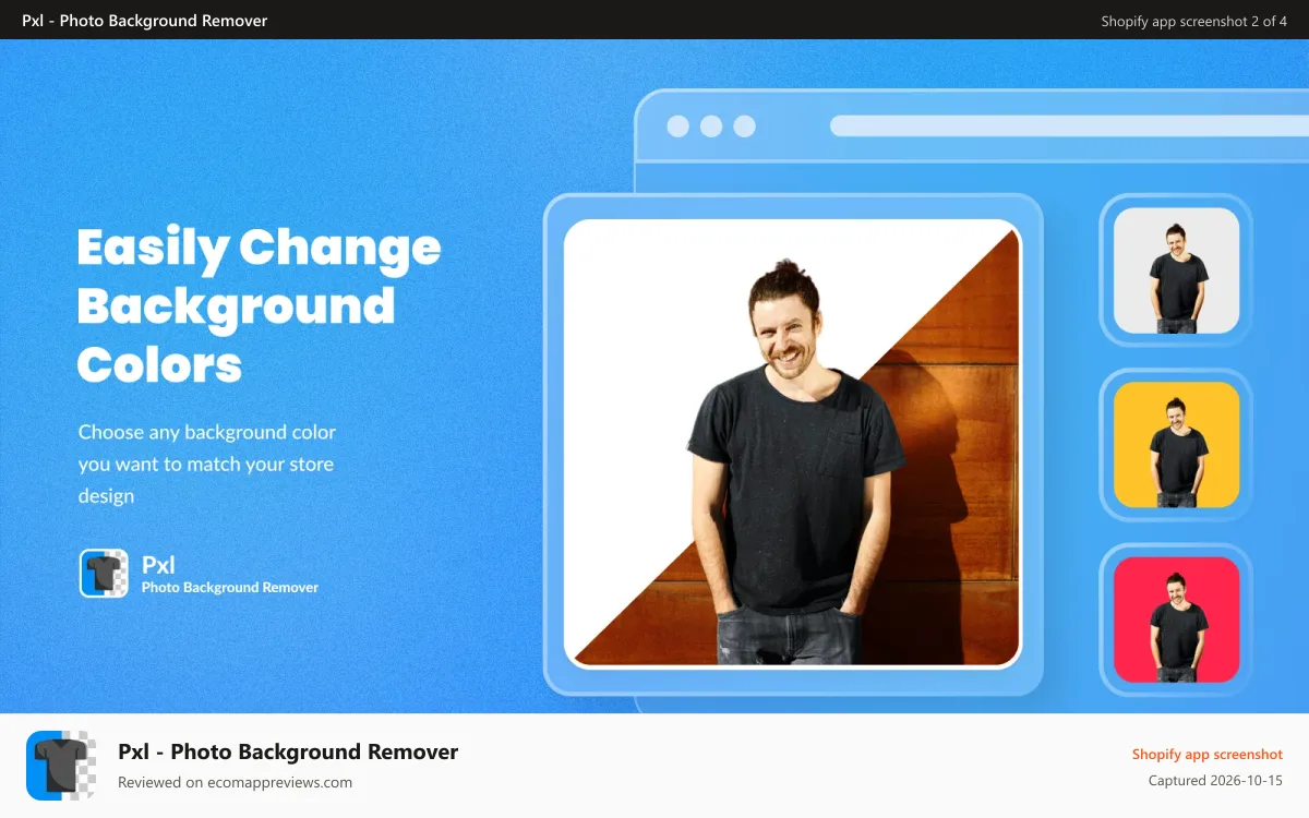 Pxl ‑ Photo Background Remover Shopify app screenshot: Choose your background color