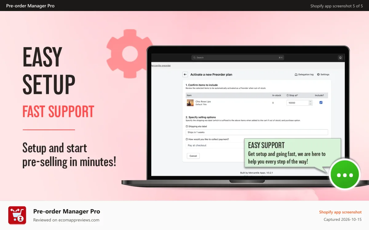 Pre‑order Manager Pro Shopify app screenshot: Manage preorder, split pre-order, Sell pre-order, backorders